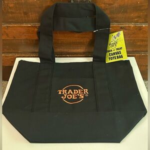 Trader Joe's Mini Halloween Black Canvas Tote Bag NWT
